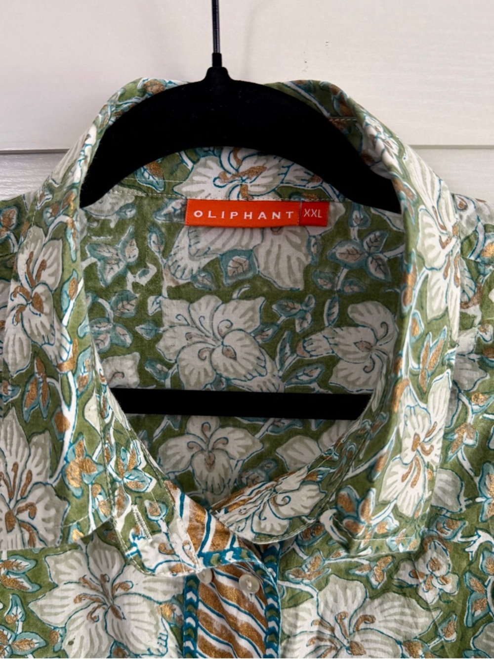 Oliphant Ivy-Olive Floral Long-Sleeve Maxi Dress with Gold Trim - Picture 3 of 9